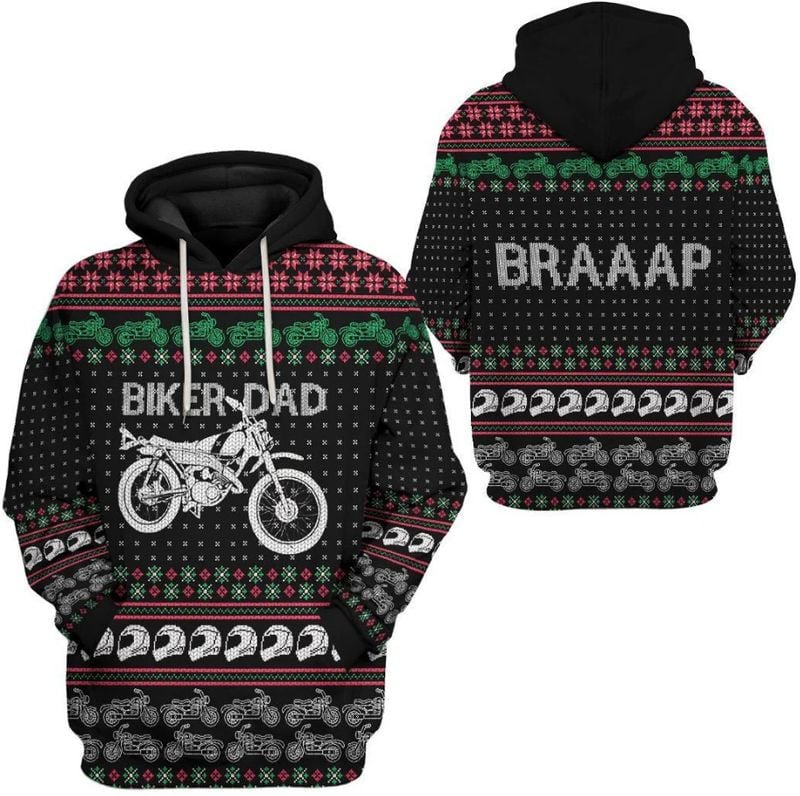 Bikergod Motorcycle Biker Dad BRAAAP  Hoodie Design 3D Full Printed Sizes S - 5XL - NMAR183B