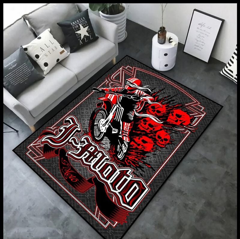 Bikergod Motorcycle Motorbike Skull Biker Rug Home Floor Decor NALA120