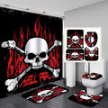 Bikergod Motorcycle Hell Fire Skull Biker Bathroom Decor Set NAQA222