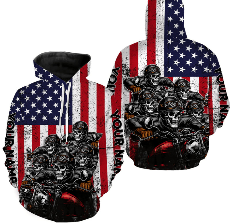 Bikergod Motorcycle Biker USA Flag Custom Name  Hoodie Design 3D Full Printed Sizes S - 5XL - NMQE95B
