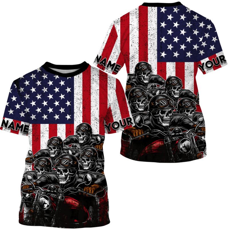 Bikergod Motorcycle Biker USA Flag Custom Name  T-shirt Design 3D Full Printed Sizes S - 5XL - NMQE95A