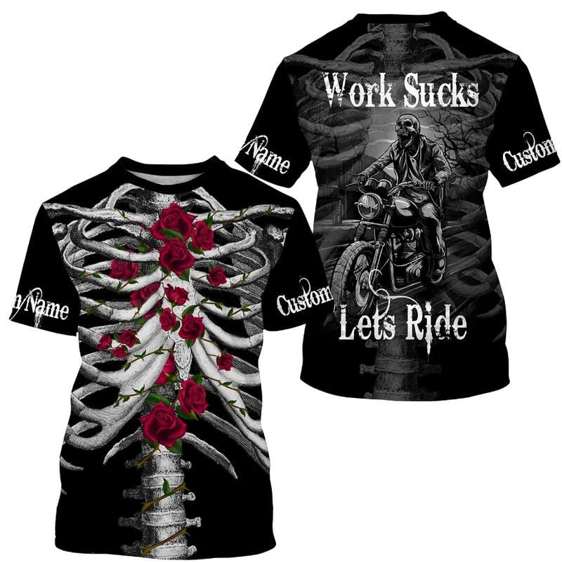 Bikergod Motorcycle Work Sucks Lets Ride Custom Name  T-shirt Design 3D Full Printed Sizes S - 5XL - NMQE111A