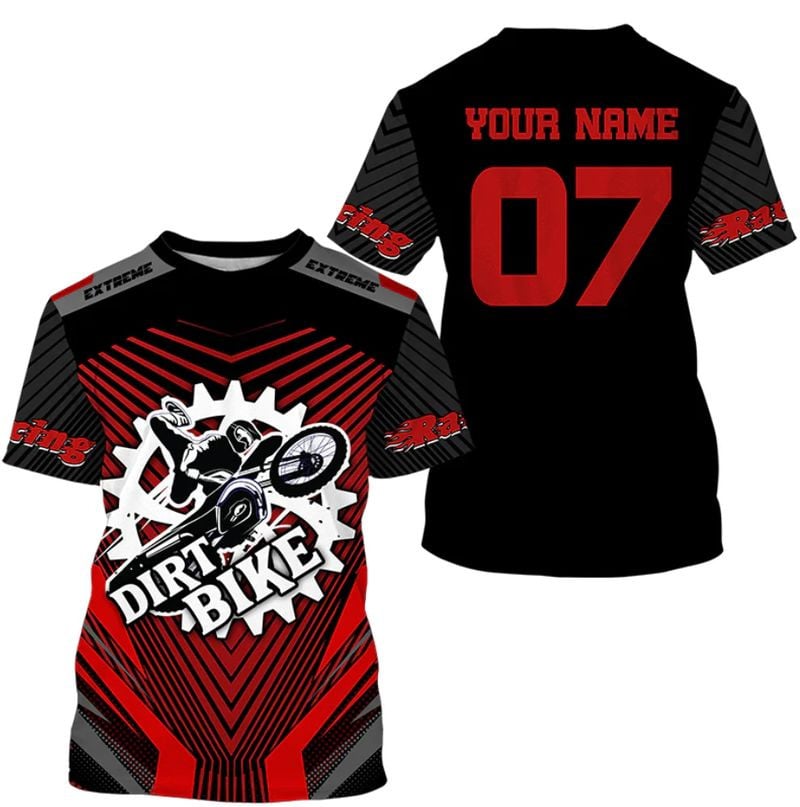 Bikergod Motorcycle Racing Dirt Bike Custom Name And Number  T-shirt Design 3D Full Printed Sizes S - 5XL - NMQE62