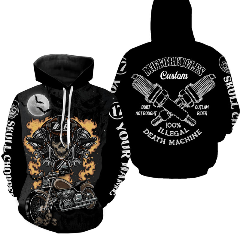Bikergod Motorcycle 100% Illegal Death Machine Custom Name And Number  Hoodie Design 3D Full Printed Sizes S - 5XL - NMQE93A