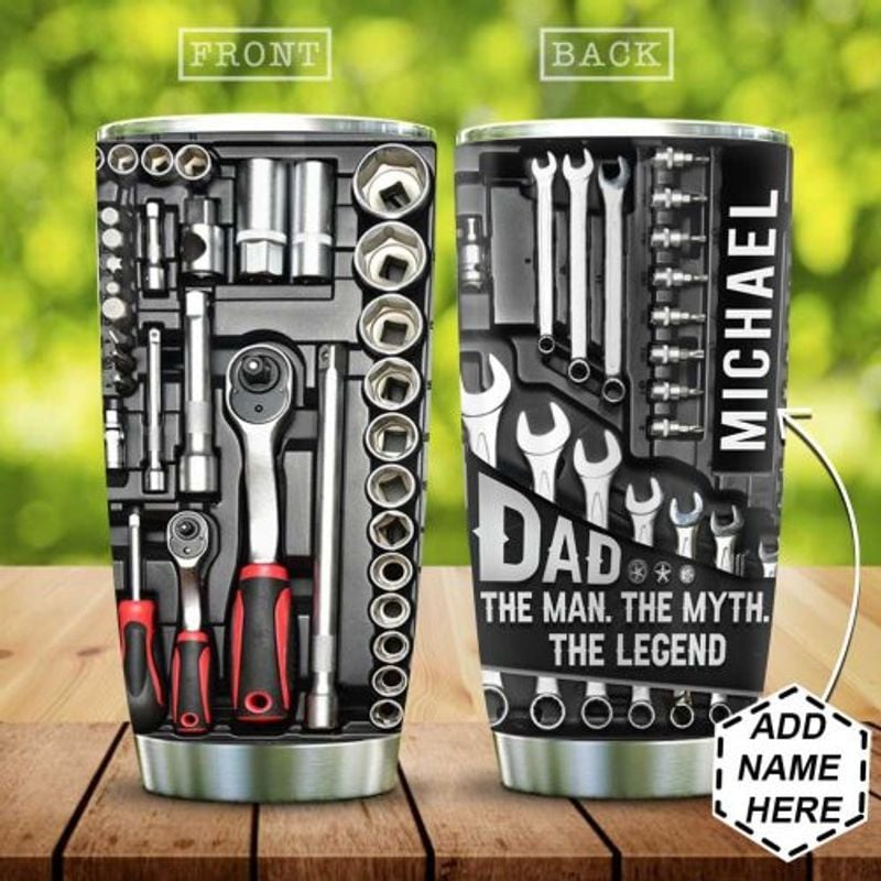 Bikergod Motorcycle Mechanic Dad The Man The Myth The Legend Custom Name Steelers Stainless Steel 20 Oz Tumbler- NAQA281