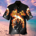 Bikergod Motorcycle Fire Skull Biker COTTON Hawaii Shirt Design 3D Full Printed Sizes S - 5XL NAQA235