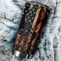Bikergod Motorcycle American Flag Motocross Stainless Steel 20 Oz Tumbler- NAOA181