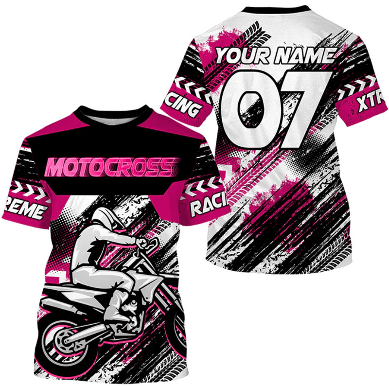 Bikergod Motorcycle Motocross Extreme Racing Custom Name And Number  T-shirt Design 3D Full Printed Sizes S - 5XL - NMQE88
