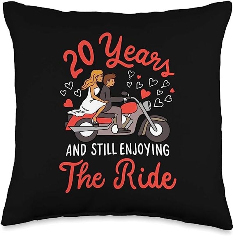 Bikergod Motorcycles Biker Couple 20th Wedding Anniversary 20 Years and Still Enjoying The Ride Pillow Case Design 3D Full Printed NAOA322