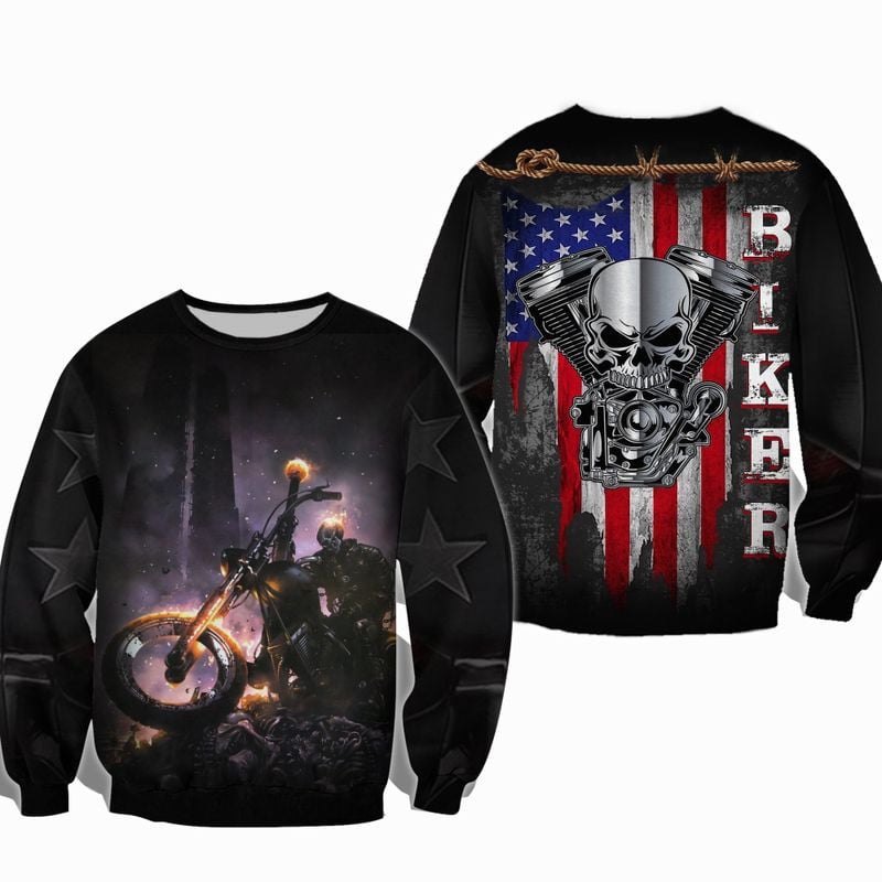 Bikergod Motorcycle  US Flag Biker COTTON Sweatshirt Design 3D Full Printed Sizes S - 5XL - NAJA480F