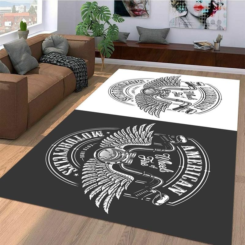 Bikergod Motorcycle American Motorcycles Rug Home Floor Decor NALA59