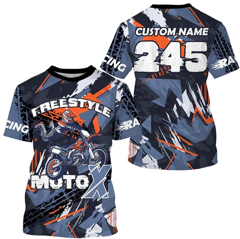 Bikergod Motorcycle Freestyle Moto X Custom Name And Number  T-shirt Design 3D Full Printed Sizes S - 5XL - NMTM340
