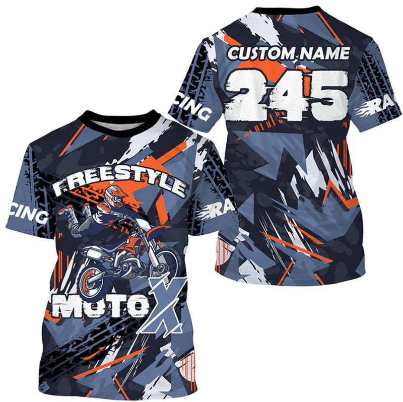 Bikergod Motorcycle Freestyle Moto X Custom Name And Number  T-shirt Design 3D Full Printed Sizes S - 5XL - NMTM340