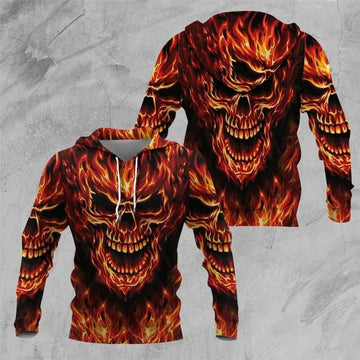 Bikergod Motorcycle Fire Skull Riders  Hoodie Design 3D Full Printed Sizes S - 5XL - NAQA289
