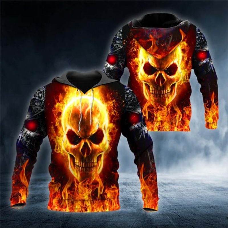 Bikergod Motorcycle Fire Ghost Skull Rider  Hoodie Design 3D Full Printed Sizes S - 5XL - NAQA218