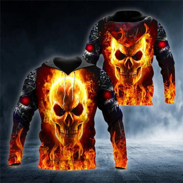 Bikergod Motorcycle Fire Ghost Skull Rider  Hoodie Design 3D Full Printed Sizes S - 5XL - NAQA218