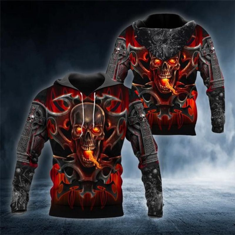Bikergod Motorcycle Fire Ghost Skull Rider  Hoodie Design 3D Full Printed Sizes S - 5XL - NAQA216