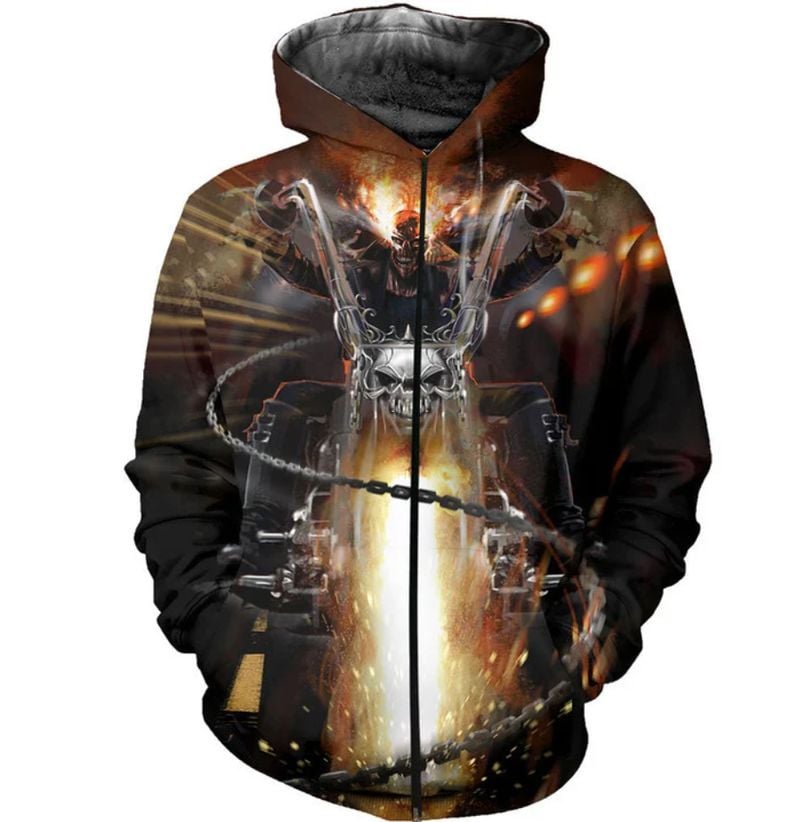 Bikergod Motorcycle  Zip Hoodie Design 3D Full Printed Sizes S - 5XL - NMAR261E