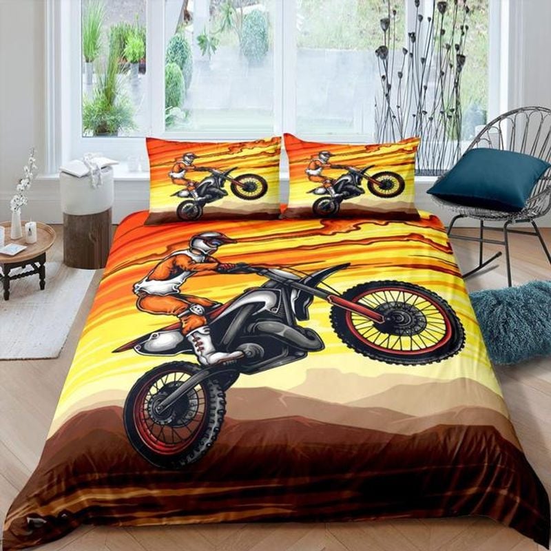 Bikergod Motorcycle Motocross Rider Bedding Set Cover Design 3D - NAOA355