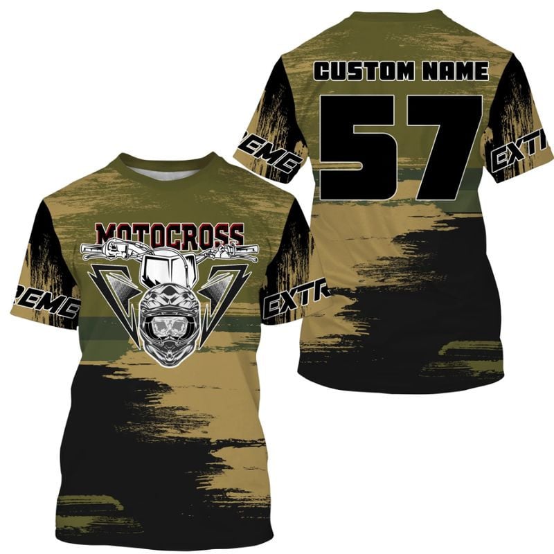 Bikergod Motorcycle Motocross Custom Name And Number  T-shirt Design 3D Full Printed Sizes S - 5XL - NMTM342