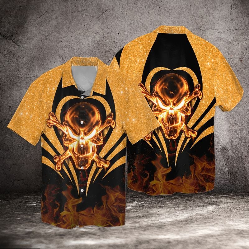 Bikergod Motorcycle Fire Skull Biker COTTON Hawaii Shirt Design 3D Full Printed Sizes S - 5XL NAQA228