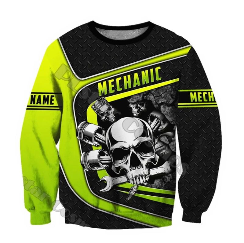 Bikergod Motorcycle Mechanic Skull Custom Name COTTON Sweatshirt Design 3D Full Printed Sizes S - 5XL - NAQA251S