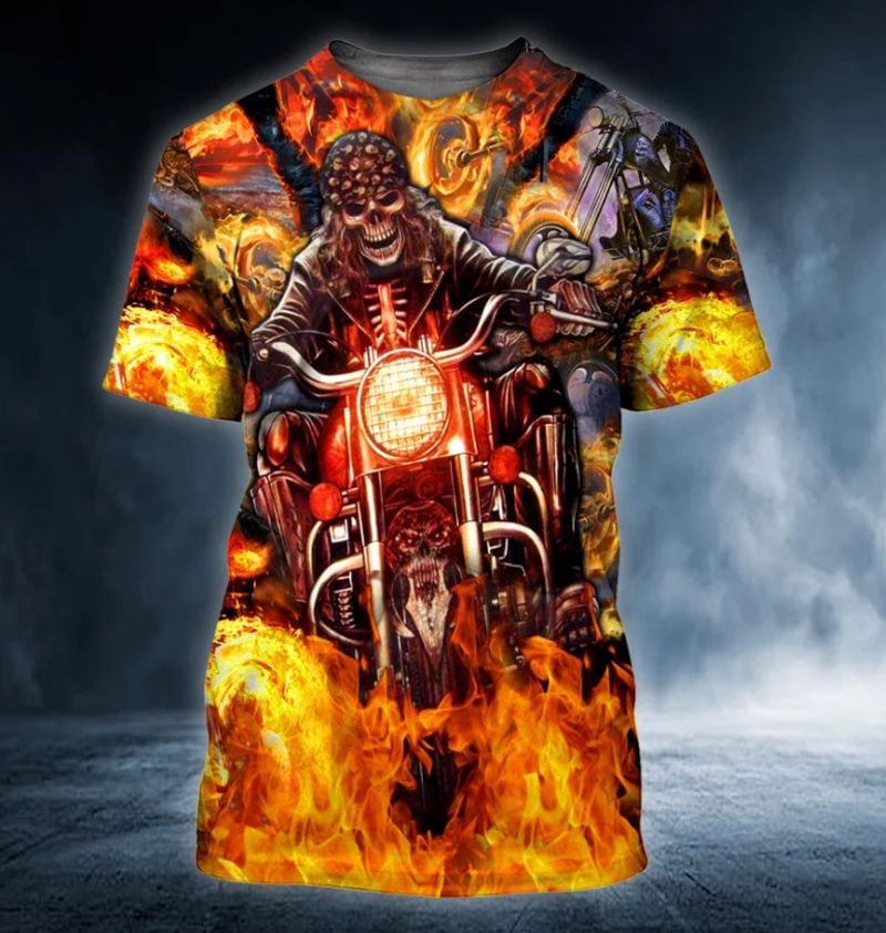 Bikergod Motorcycle Ghost Rider  T-shirt Design 3D Full Printed Sizes S - 5XL - NAJA455D