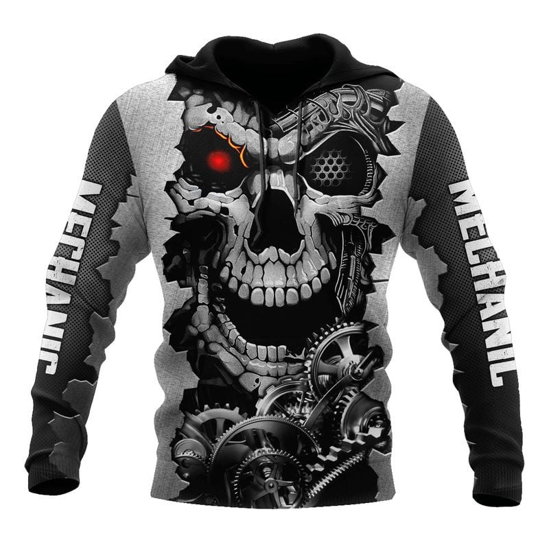 Bikergod Motorcycle Mechanic Skull  Hoodie Design 3D Full Printed Sizes S - 5XL - NAQA242