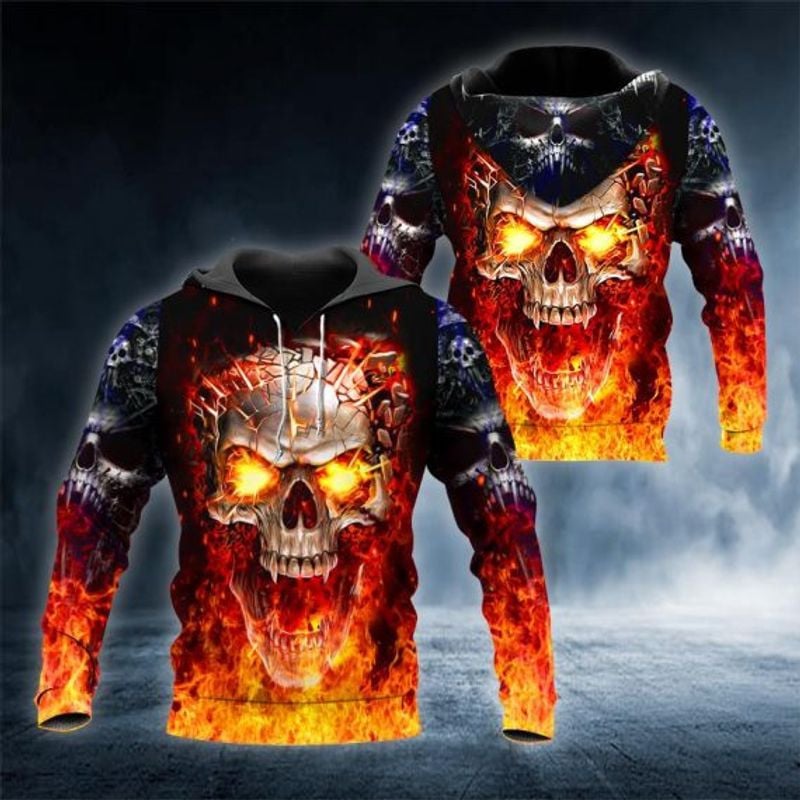 Bikergod Motorcycle Fire Ghost Skull Rider  Hoodie Design 3D Full Printed Sizes S - 5XL - NAQA214