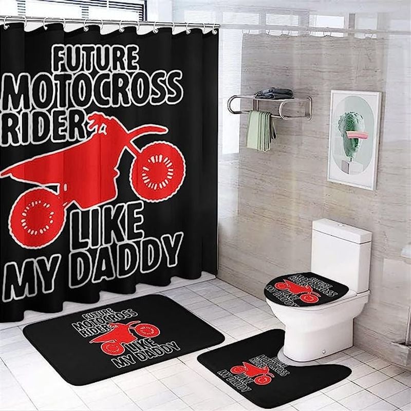 Bikergod Motorcycle Future Motocross Rider Like My Daddy Bathroom Decor Set NAQA306