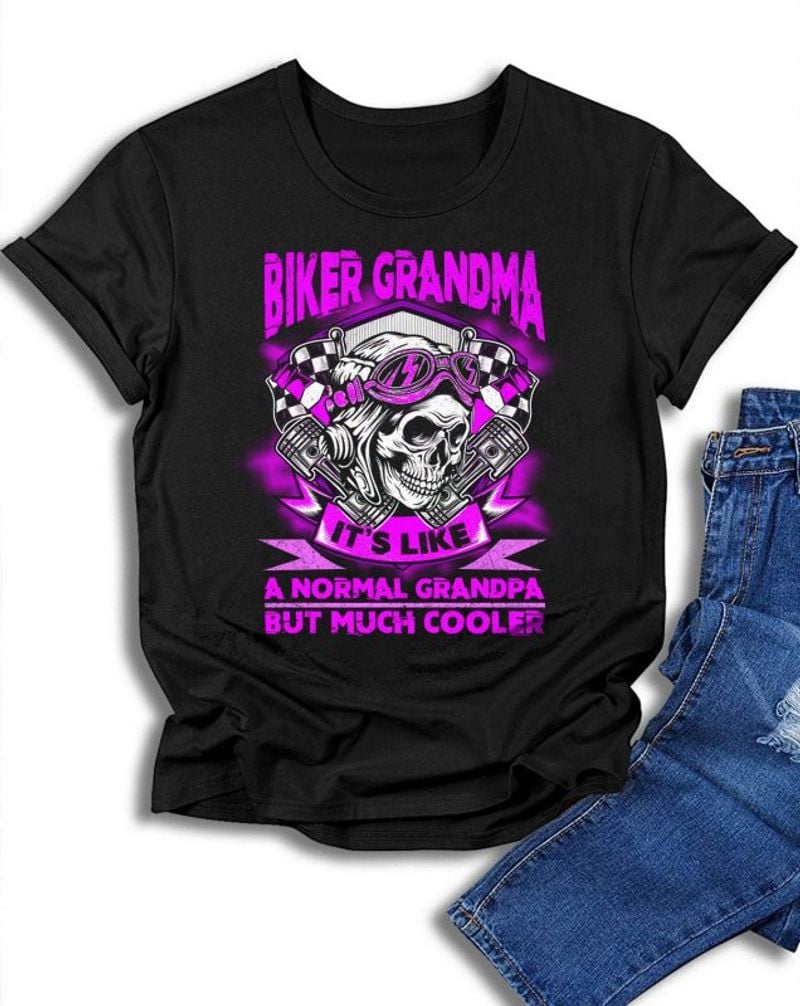 Bikergod Motorcycle Biker Grandma T-shirt, Crew-neck Sweatshirt, Hoodie, Tank Top, V-neck T-shirt Design 2D Full Printed Sizes S - 5XL - NAJA438
