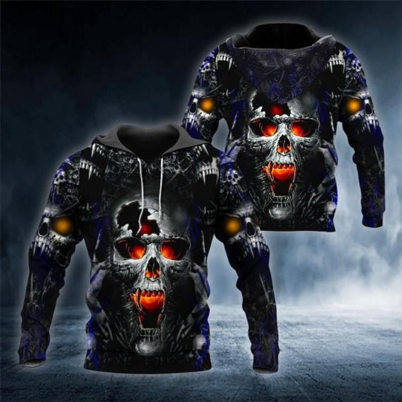 Bikergod Motorcycle Fire Ghost Skull Rider  Hoodie Design 3D Full Printed Sizes S - 5XL - NAQA217