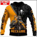 Bikergod Motorcycle Mechanic Skull Custom Name  Zip Hoodie Design 3D Full Printed Sizes S - 5XL - NAQA288
