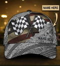 Bikergod Motorcycle Racing Flag USA Flag Custom Name Classic Cap NALA362