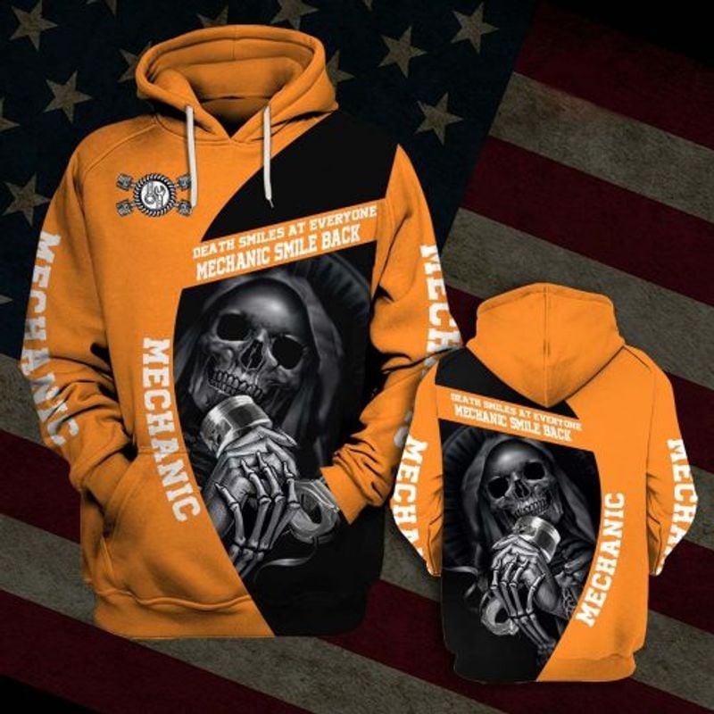 Bikergod Motorcycle Mechanic Death Smiles At Everyone Mechanic Smile Back  Hoodie Design 3D Full Printed Sizes S - 5XL - NAQA266