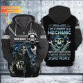 Bikergod Motorcycle Mechanic Skull Grumpy Old Mechanic Custom Name  Zip Hoodie Design 3D Full Printed Sizes S - 5XL - NAQA287