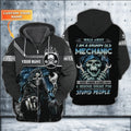 Bikergod Motorcycle Mechanic Skull Grumpy Old Mechanic Custom Name  Zip Hoodie Design 3D Full Printed Sizes S - 5XL - NAQA287