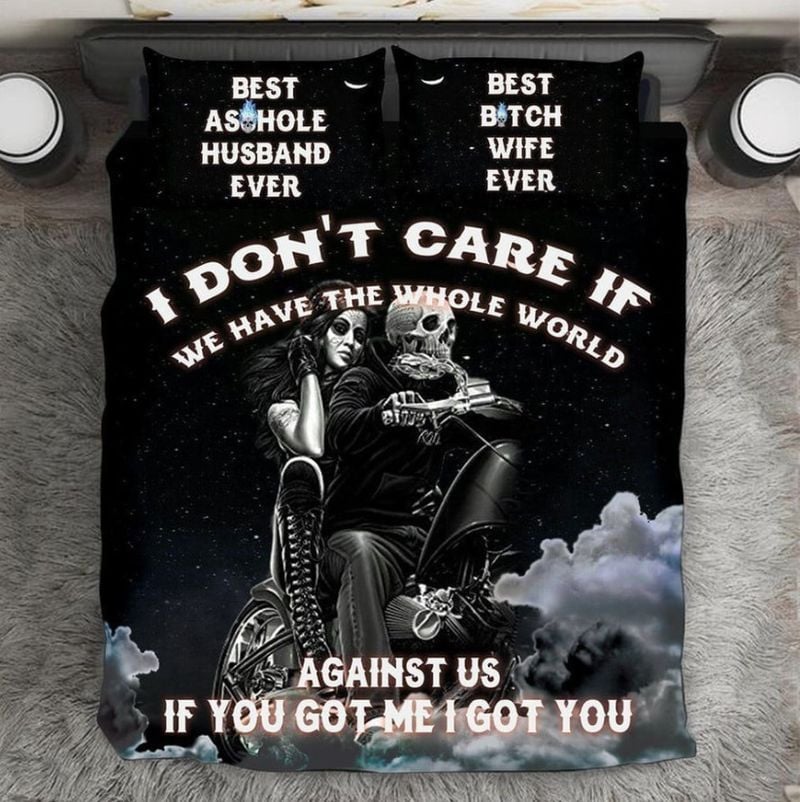 Bikergod Motorcycle Skull Biker Couple I Dont Care If You Got Me I Got You Bedding Set Cover Design 3D - NAOA352