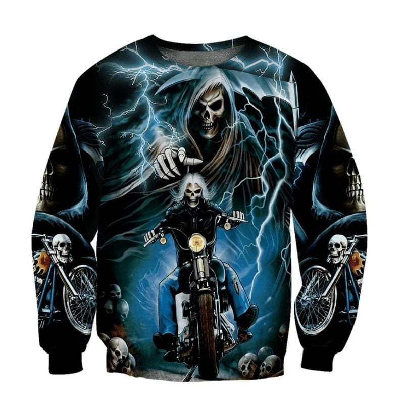 Bikergod Motorcycle Skull Biker COTTON Sweatshirt Design 3D Full Printed Sizes S - 5XL - NAJA446F