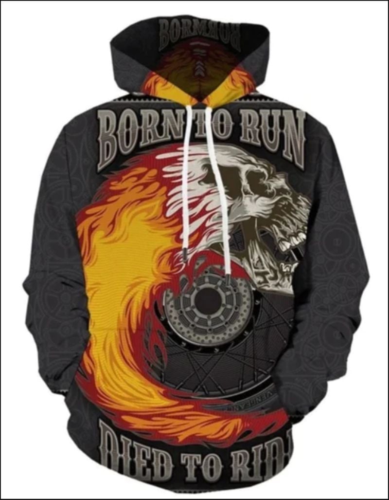 Bikergod Motorcycle Born To Run Skull Biker  Hoodie Design 3D Full Printed Sizes S - 5XL - NAJA461
