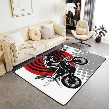 Bikergod Motorcycle Dirt Bike Rug Home Floor Decor NAMA325