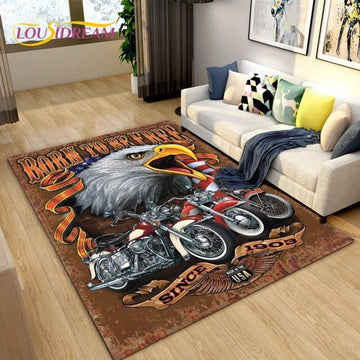 Bikergod Motorcycle Eagle Born To Be Free Rug Home Floor Decor NALA156