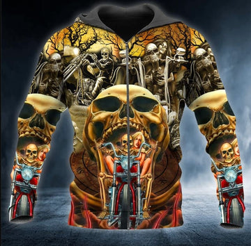 Bikergod Motorcycle  Skull Biker Couple  Zip Hoodie Design 3D Full Printed Sizes S - 5XL - NAJA451H