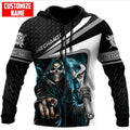 Bikergod Motorcycle Mechanic Skull Custom Name  Zip Hoodie Design 3D Full Printed Sizes S - 5XL - NAQA250A
