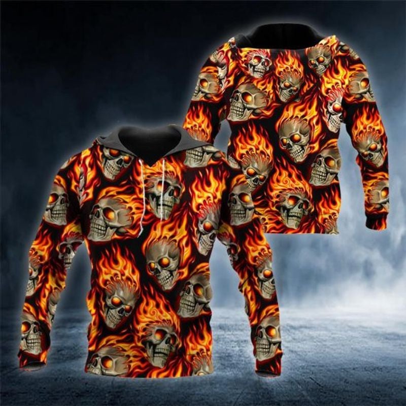 Bikergod Motorcycle Fire Ghost Skull Rider  Hoodie Design 3D Full Printed Sizes S - 5XL - NAQA212