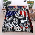 Bikergod Motorcycle Diesel Mechanic American Flag Bedding Set Cover Design 3D - NAQA291