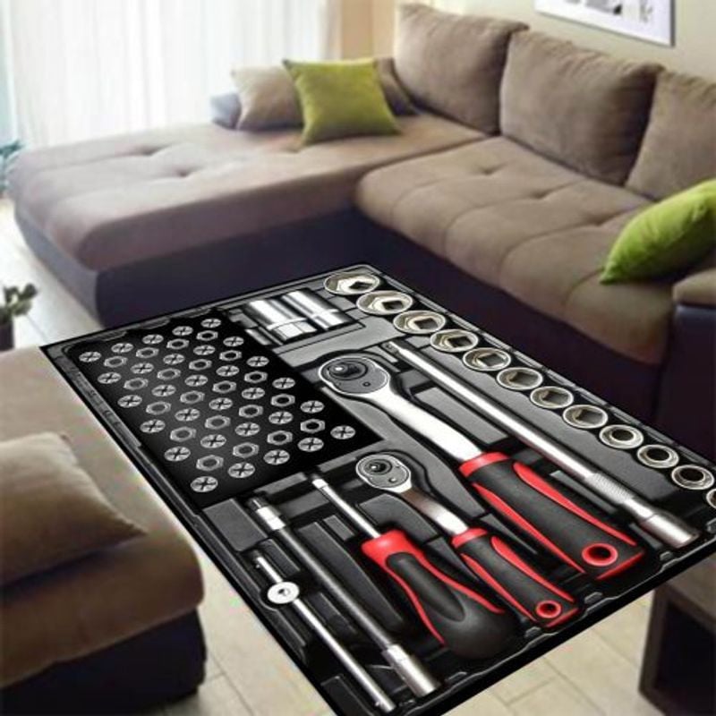 Bikergod Motorcycle Mechanic Tools Rug Home Floor Decor NAQA280