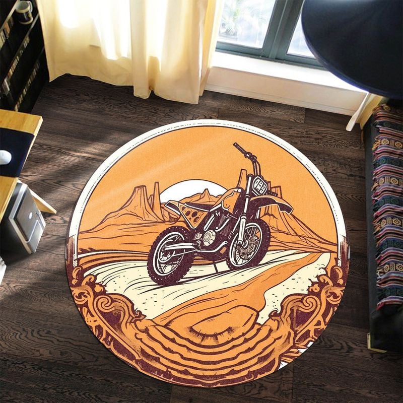 Bikergod Motorcycle Motorbike Biker Vintage Retro Round Rug NALA177