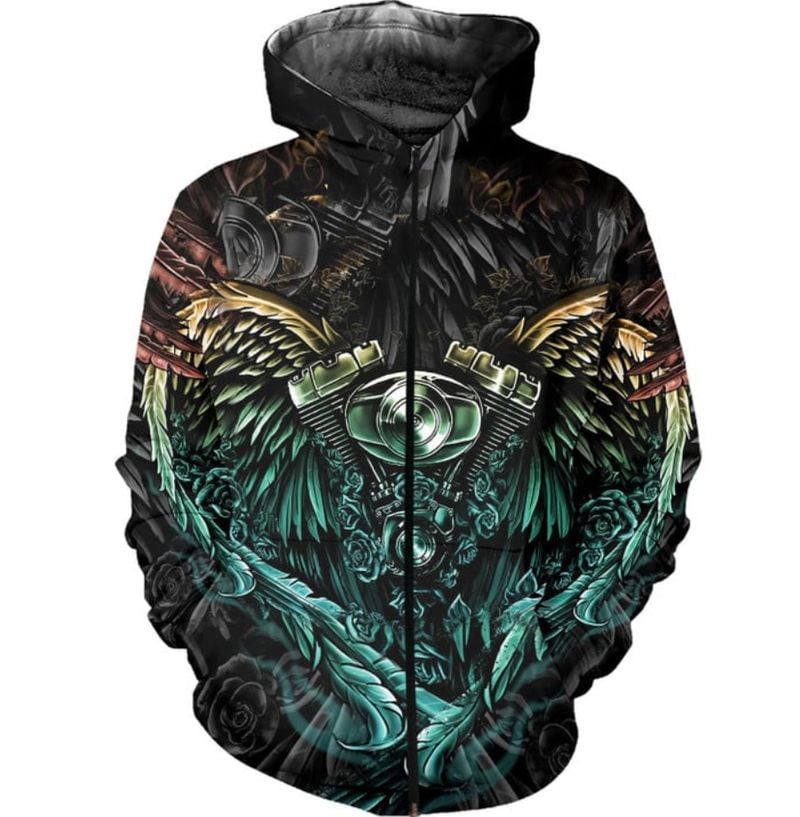 Bikergod Motorcycle Engine  Zip Hoodie Design 3D Full Printed Sizes S - 5XL - NMAR187C