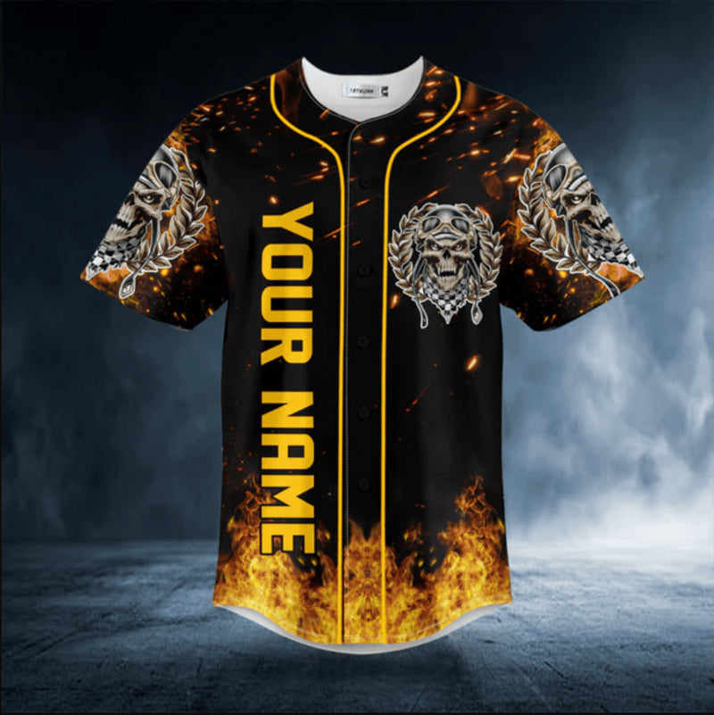 Bikergod Motorcycle Custom Name Baseball Shirt Design 3D Full Printed High Quality - NMQI04